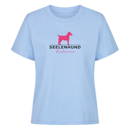 Premium Damen- Shirt "Foxterrier Smooth - Seelenhund" Sky Blue – hunde-shirt.de