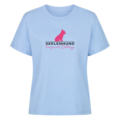 Premium Damen-Shirt "Frenchie - Seelenhund" Sky Blue – hunde-shirt.de