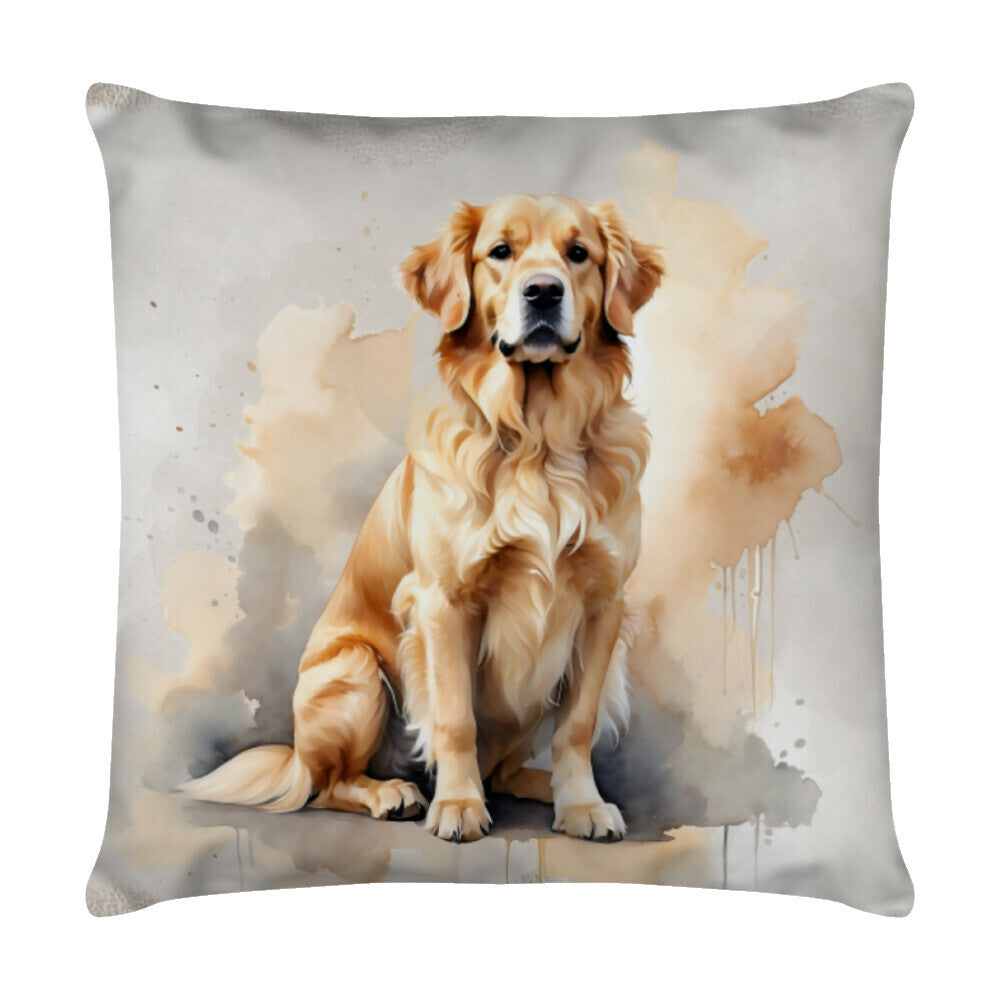 Kissen "Golden Retriever - Aufmerksam" Weiß – hunde-shirt.de