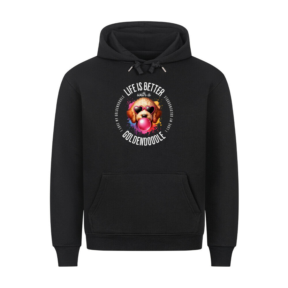 Premium Hoodie "Golden Doodle - Better" Schwarz – hunde-shirt.de