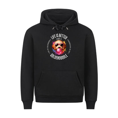 Premium Hoodie "Golden Doodle - Better" Schwarz – hunde-shirt.de