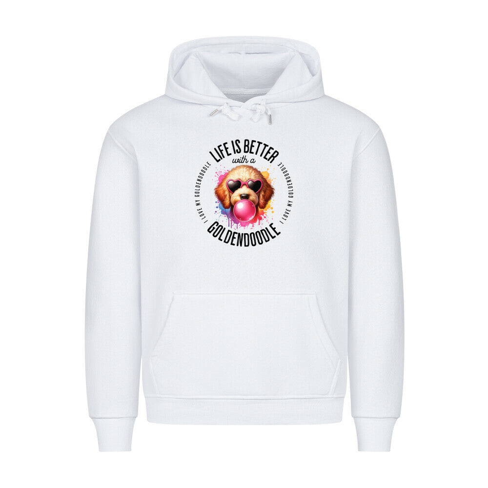 Premium Hoodie "Golden Doodle - Better" Weiß – hunde-shirt.de