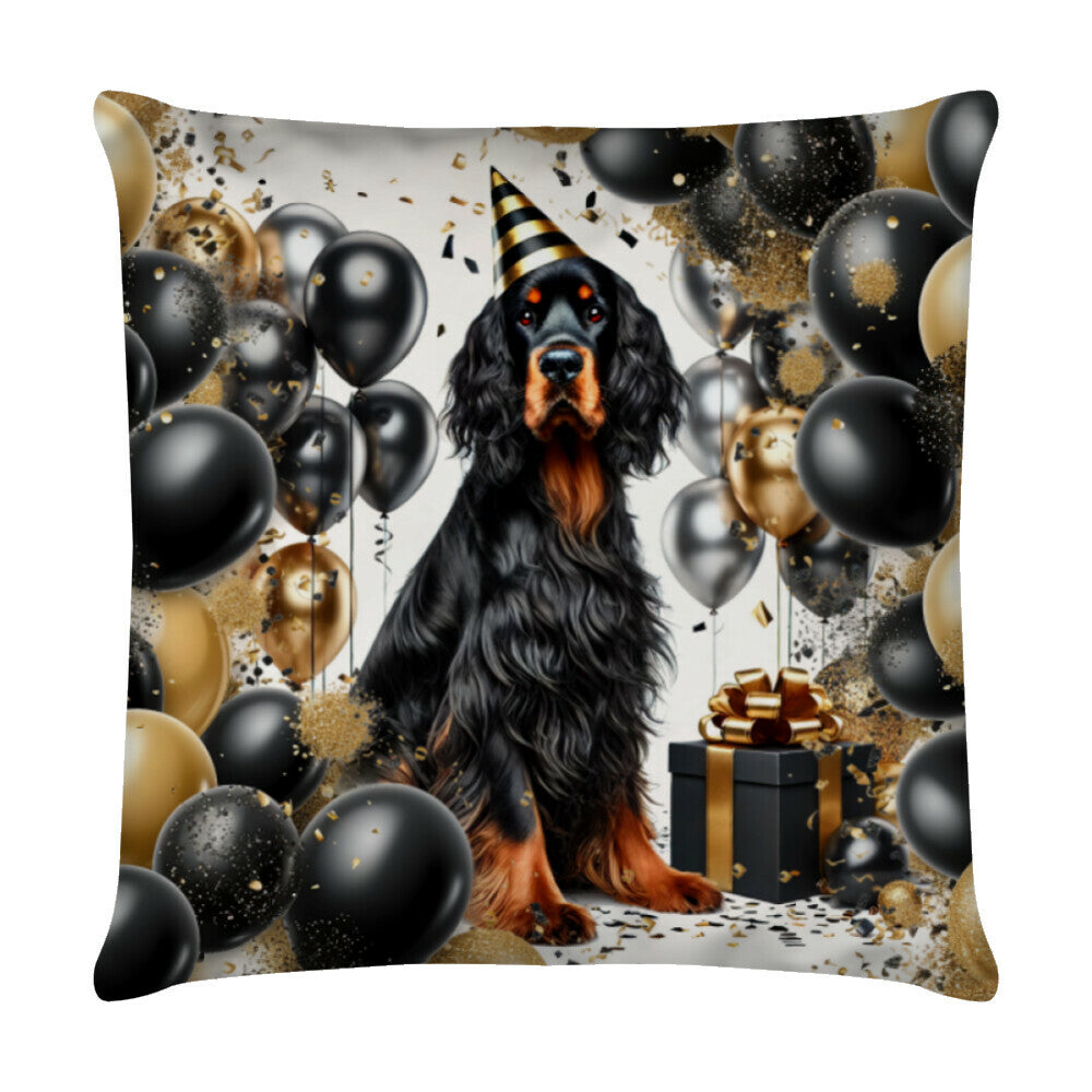 Kissen "Gordon Setter - Geburtstag" Weiß – hunde-shirt.de