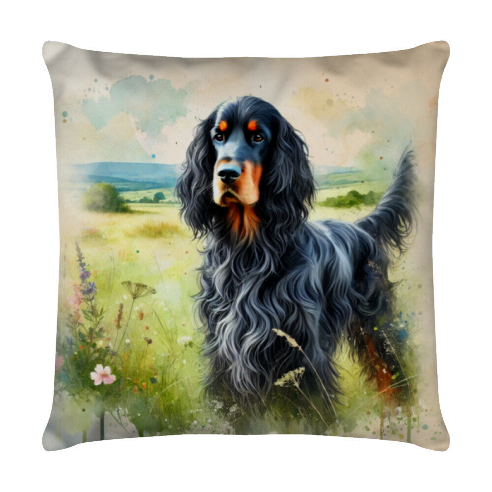 Kissen "Gordon Setter - Natur" Weiß – hunde-shirt.de