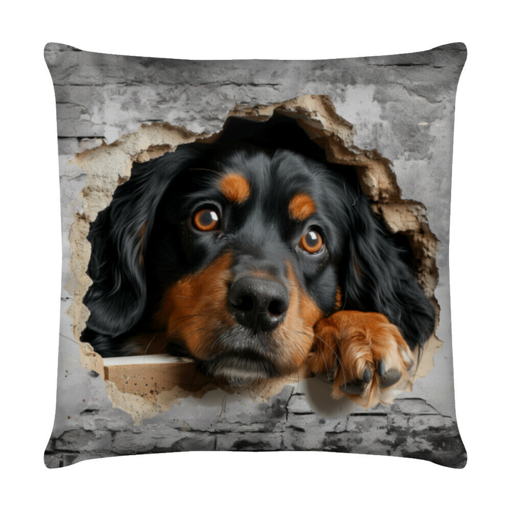 Kissen "Gordon Setter - Puppy Look" Weiß – hunde-shirt.de
