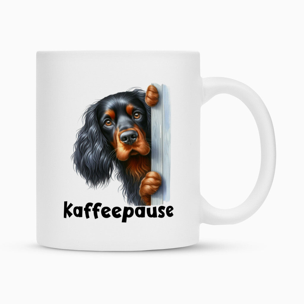 Tasse "Gordon Setter - Kaffeepause" Weiß – hunde-shirt.de