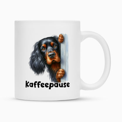 Tasse "Gordon Setter - Kaffeepause" Weiß – hunde-shirt.de