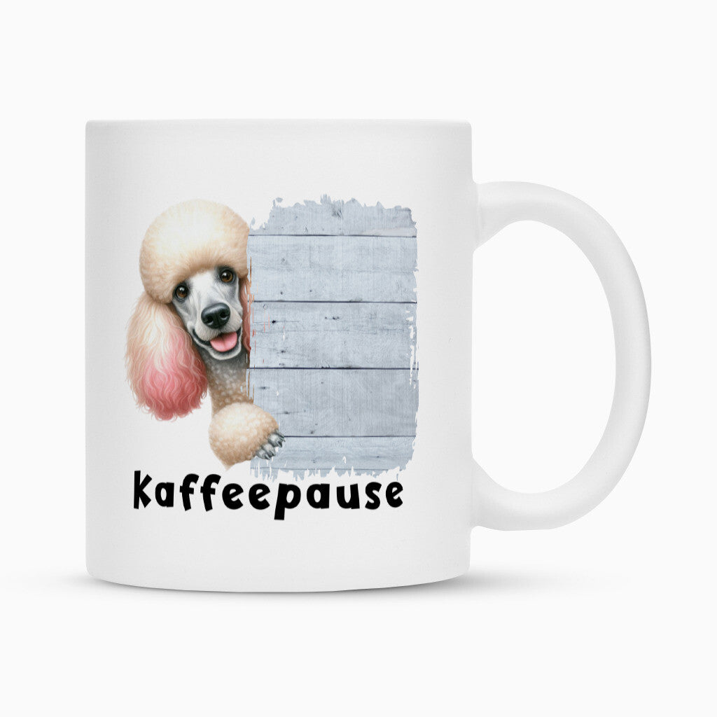 Tasse "Großpudel / Königspudel - Kaffeepause" Weiß – hunde-shirt.de