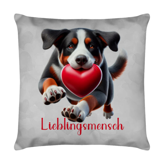 Kissen "Großer Schweizer - Lieblingsmensch" Weiß – hunde-shirt.de