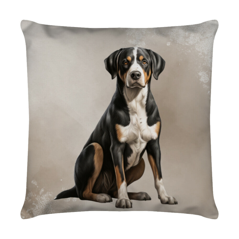 Kissen "Großer Schweizer - Sitz" Weiß – hunde-shirt.de
