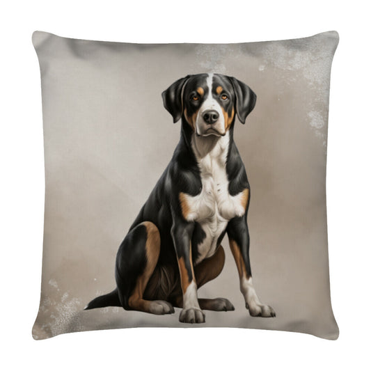 Kissen "Großer Schweizer - Sitz" Weiß – hunde-shirt.de