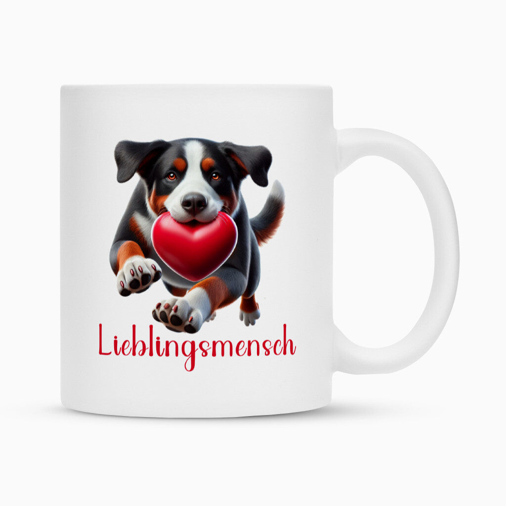 Tasse "Großer Schweizer - Lieblingsmensch" Weiß – hunde-shirt.de