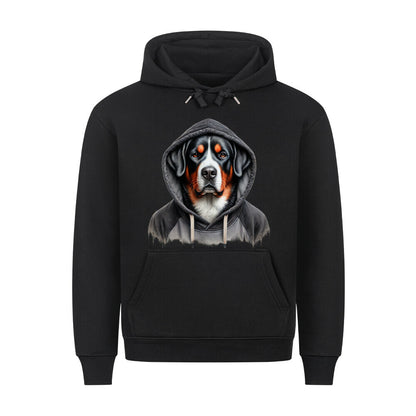Premium Hoodie "Großer Schweizer - Hooded" Schwarz – hunde-shirt.de