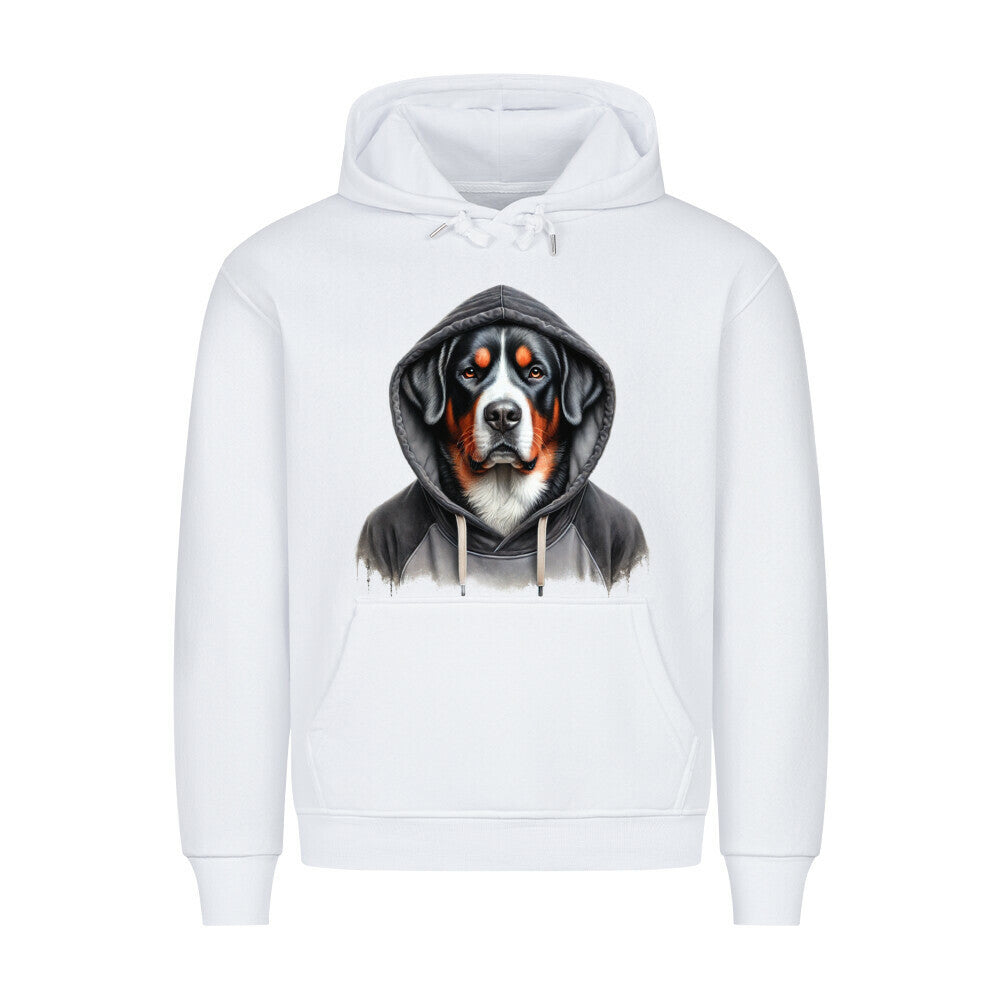 Premium Hoodie "Großer Schweizer - Hooded" Weiß – hunde-shirt.de