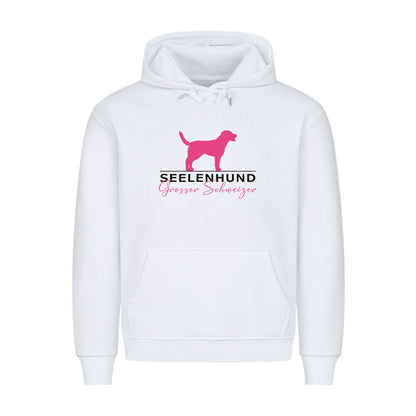 Premium Hoodie "Großer Schweizer - Seelenhund" Weiß – hunde-shirt.de