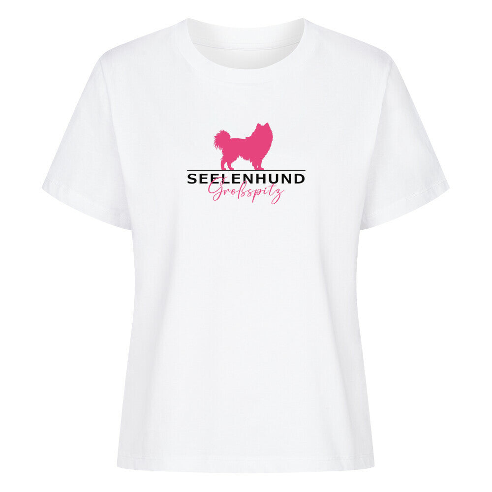Premium Damen-Shirt "Großspitz - Seelenhund" Weiß – hunde-shirt.de