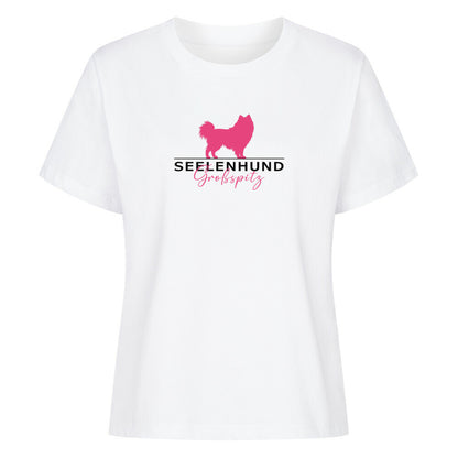 Premium Damen-Shirt "Großspitz - Seelenhund" Weiß – hunde-shirt.de