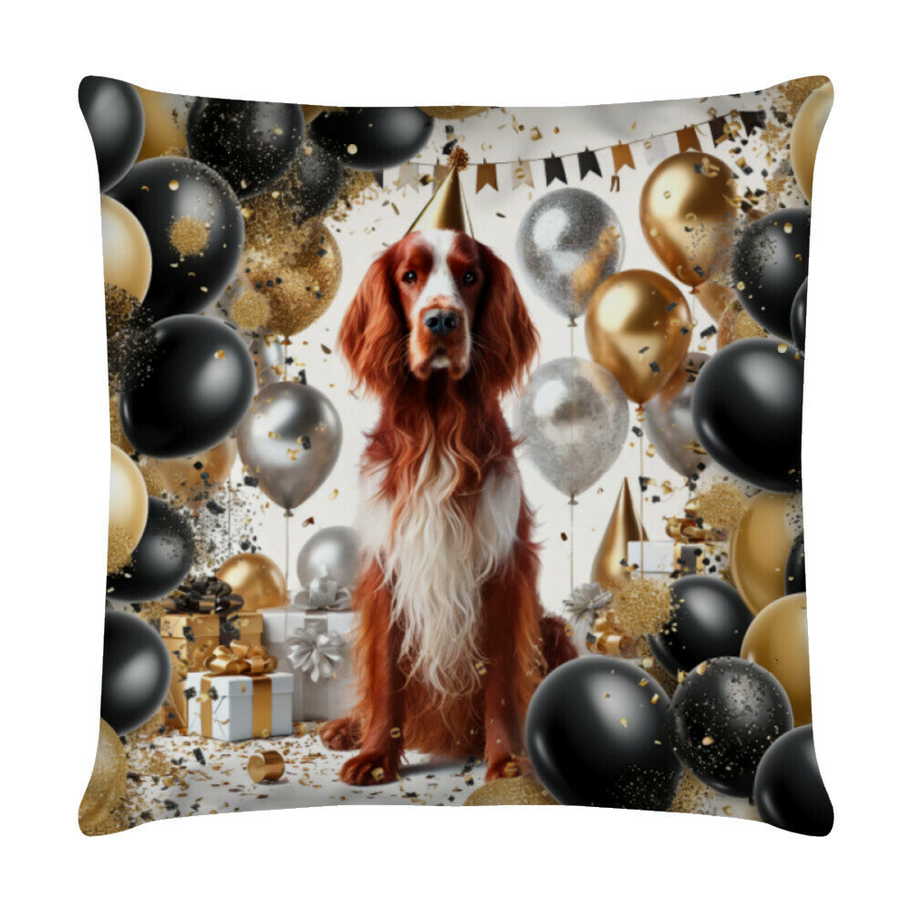 Kissen "Irish Red & White - Geburtstag II" Weiß – hunde-shirt.de