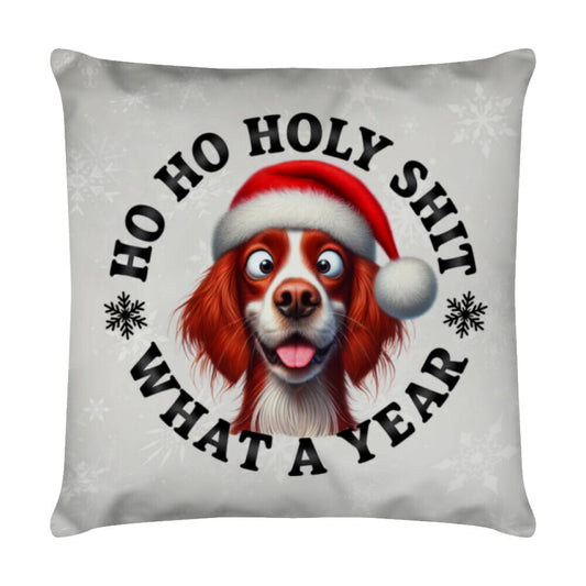 Kissen "Irish Red & White - HO HO..." Weiß – hunde-shirt.de