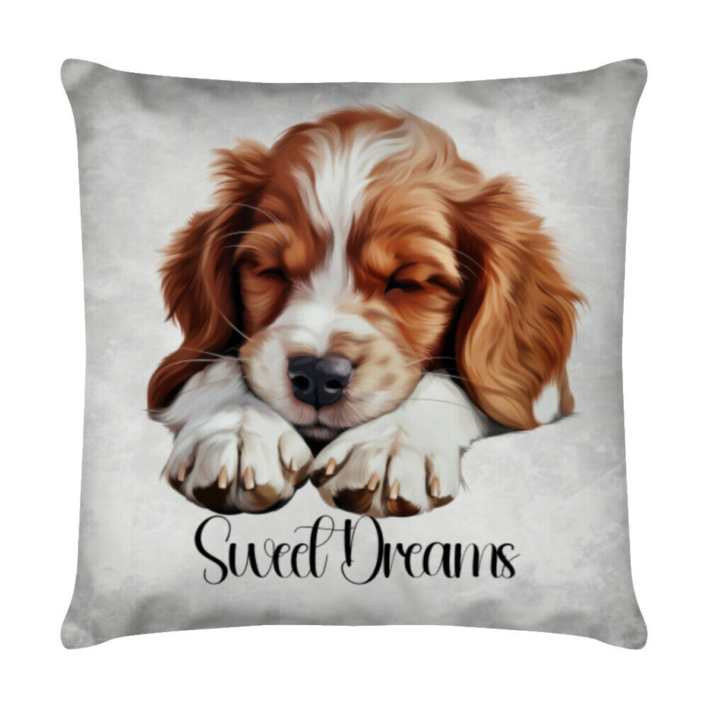Kissen "Irish Red & White - Sweet Dreams" Weiß – hunde-shirt.de