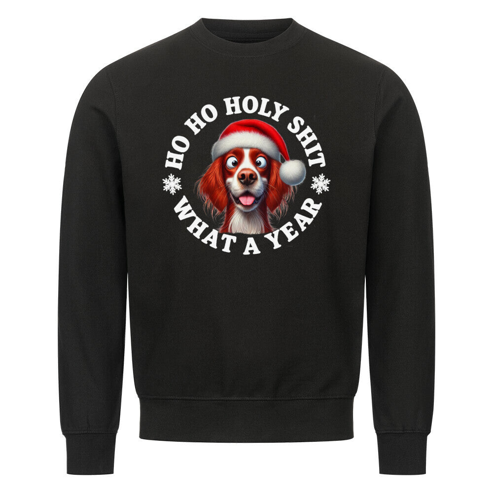 Premium Sweatshirt "Irish Red & White - HO HO..." Schwarz – hunde-shirt.de