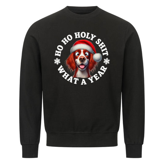 Premium Sweatshirt "Irish Red & White - HO HO..." Schwarz – hunde-shirt.de