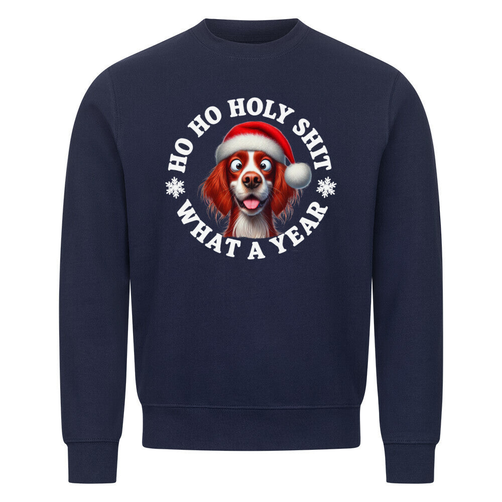 Premium Sweatshirt "Irish Red & White - HO HO..." Navy Blue – hunde-shirt.de