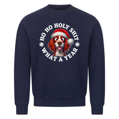 Premium Sweatshirt "Irish Red & White - HO HO..." Navy Blue – hunde-shirt.de