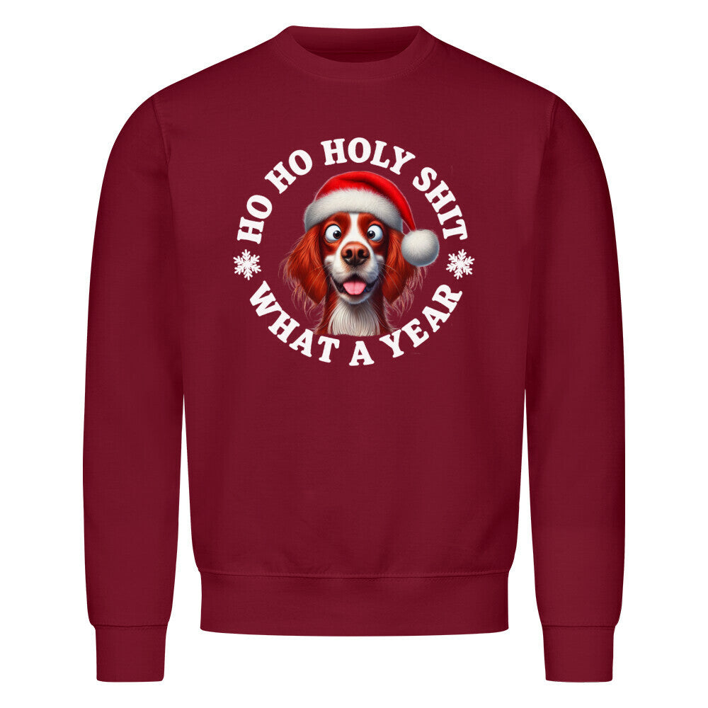 Premium Sweatshirt "Irish Red & White - HO HO..." Burgunder – hunde-shirt.de