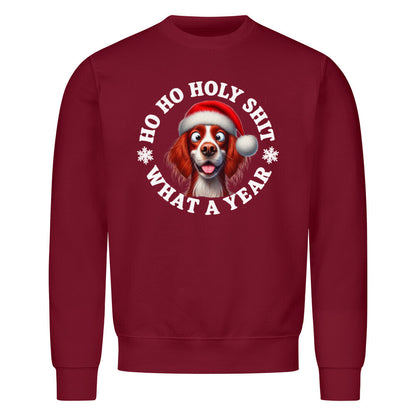 Premium Sweatshirt "Irish Red & White - HO HO..." Burgunder – hunde-shirt.de