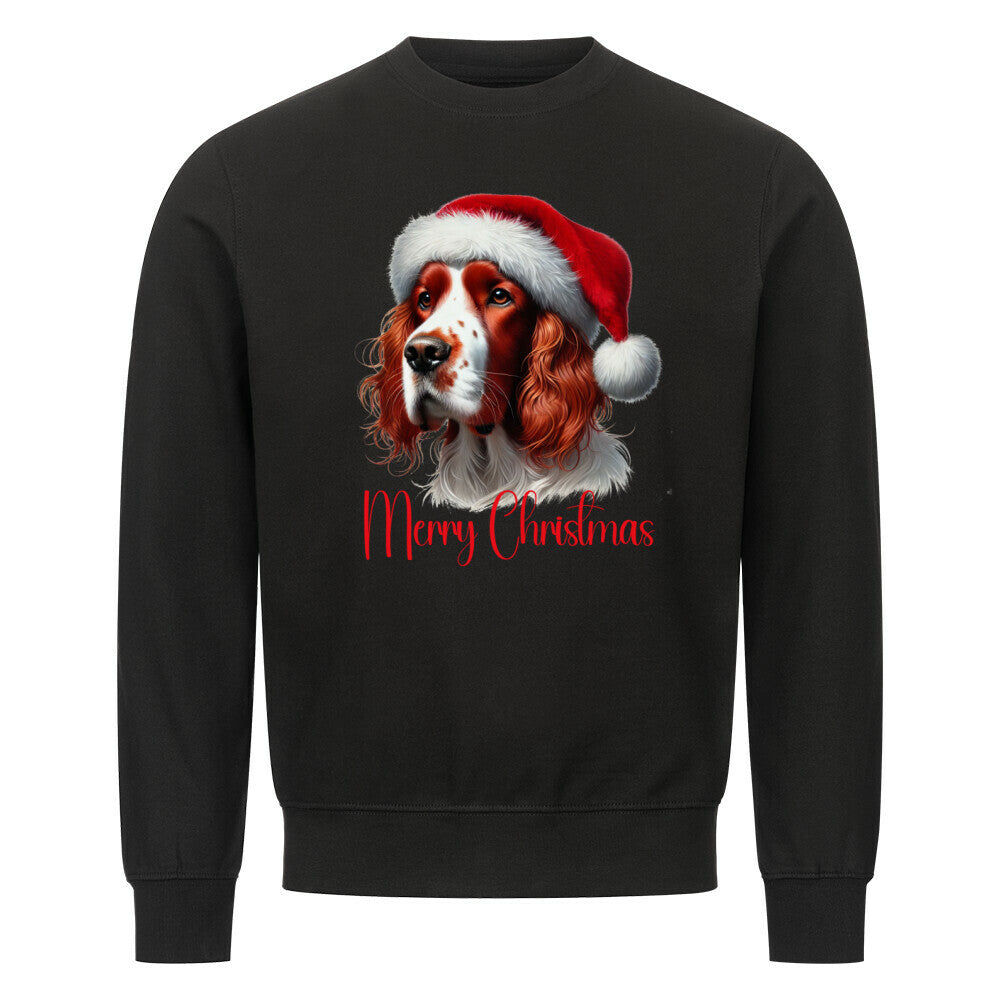 Premium Sweatshirt "Irish Red & White - Merry Christmas" Schwarz – hunde-shirt.de