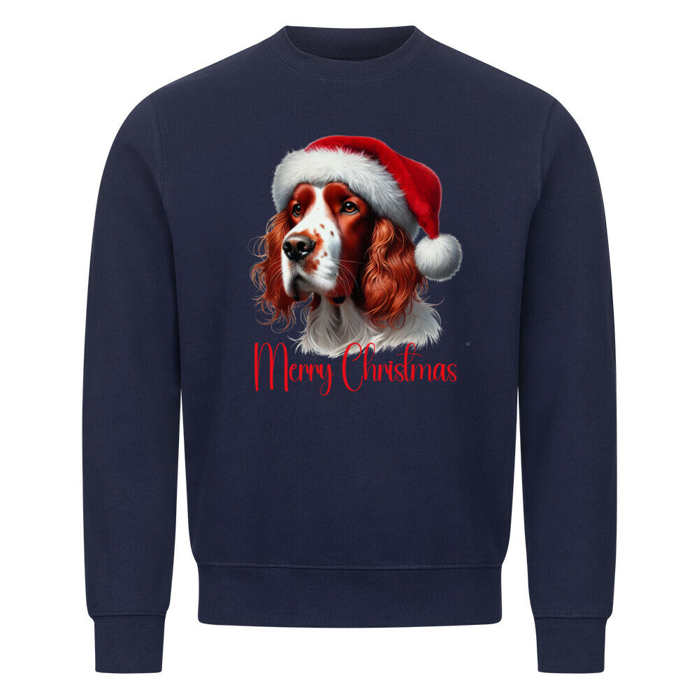 Premium Sweatshirt "Irish Red & White - Merry Christmas" Navy Blue – hunde-shirt.de