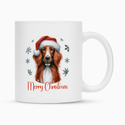 Tasse "Irish Red & White - Merry Christmas" Weiß – hunde-shirt.de