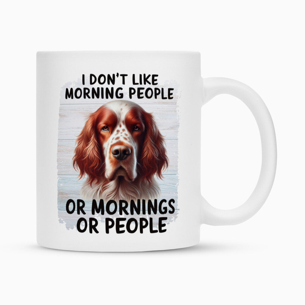 Tasse "Irish Red & White - Morning People" Weiß – hunde-shirt.de