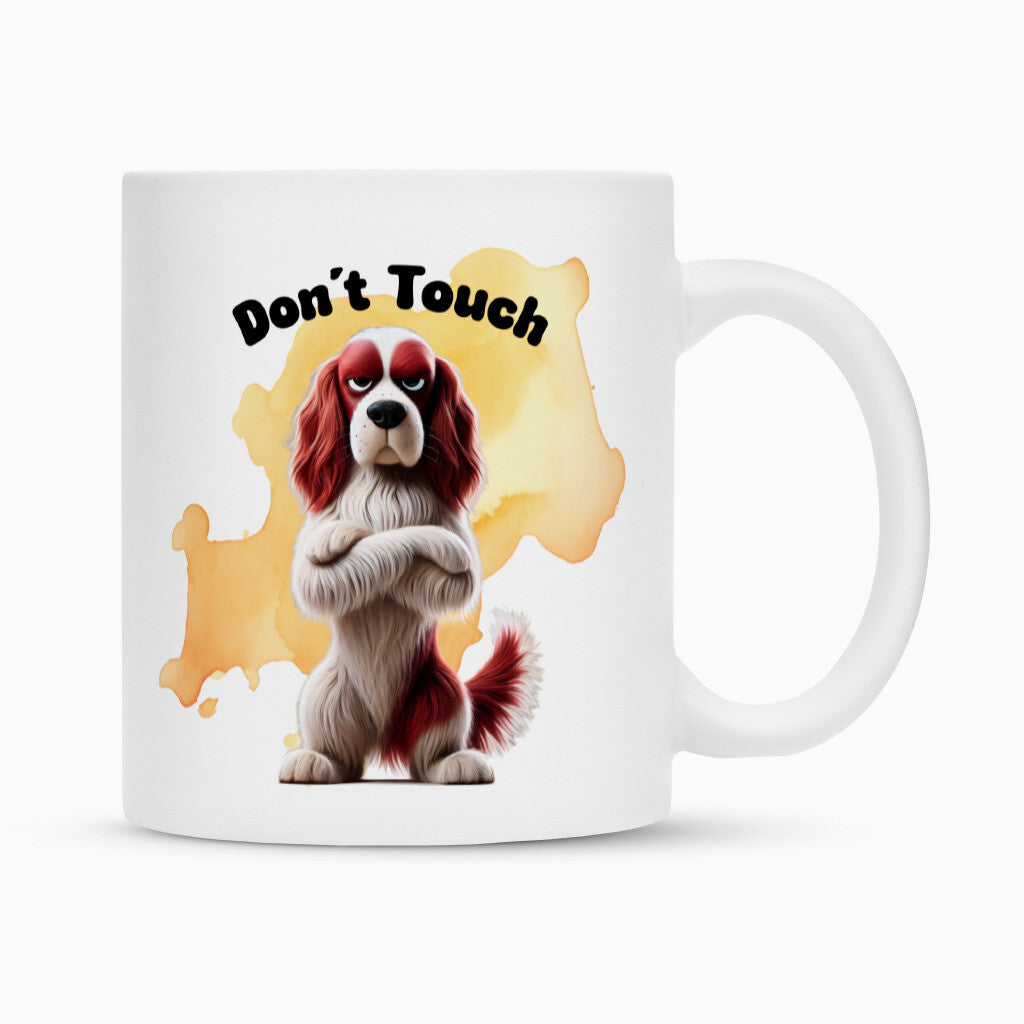 Tasse "Irish Red & White - Don´t touch" Weiß – hunde-shirt.de