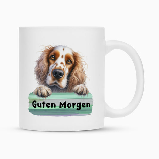 Tasse "Irish Red & White - Guten Morgen" Weiß – hunde-shirt.de