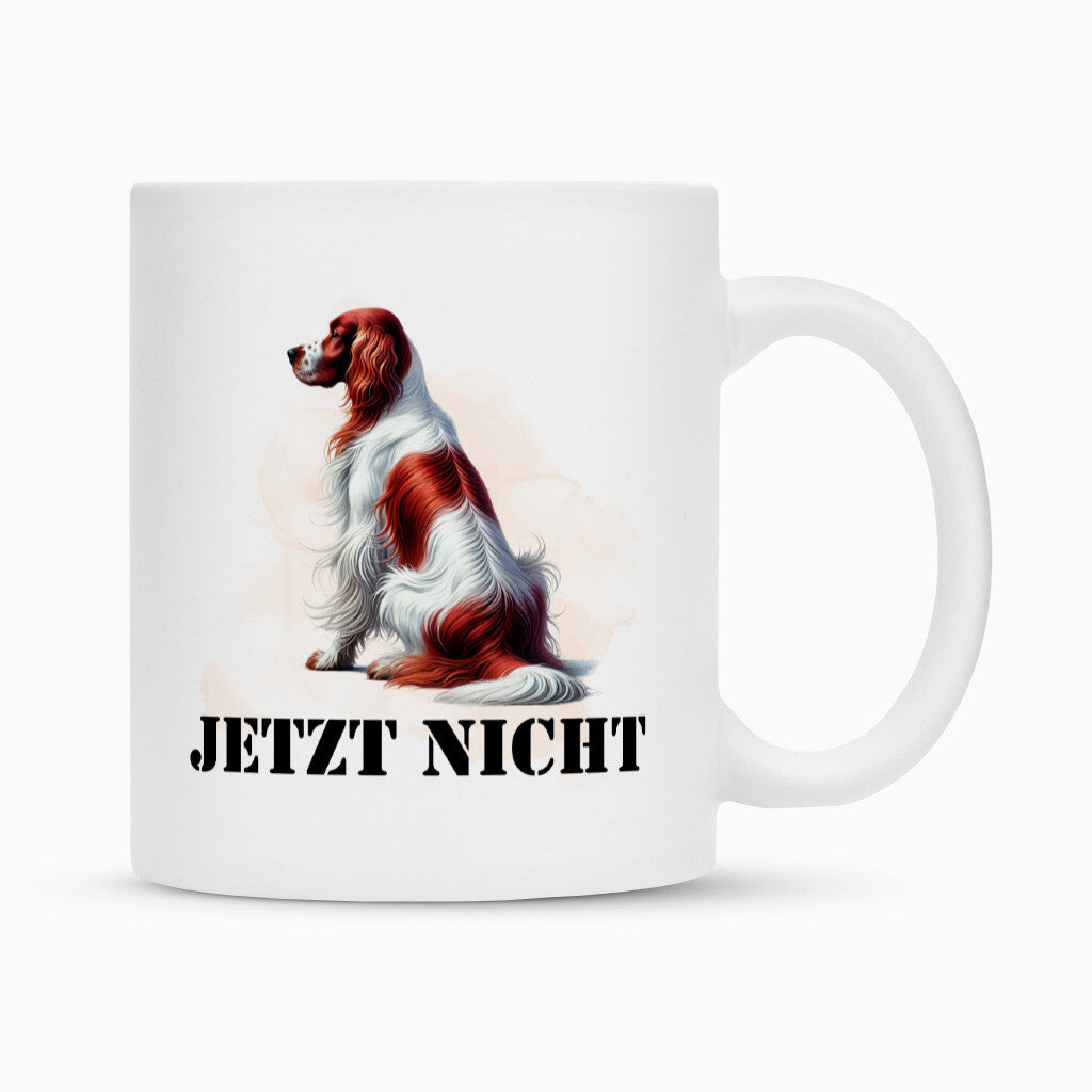Tasse "Irish Red & White - JETZT NICHT" Weiß – hunde-shirt.de