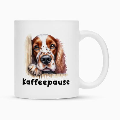 Tasse "Irish Red & White - Kaffeepause" Weiß – hunde-shirt.de