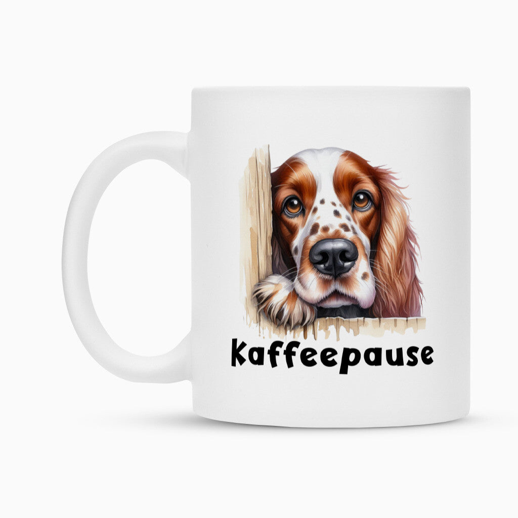 Tasse "Irish Red & White - Kaffeepause" – hunde-shirt.de