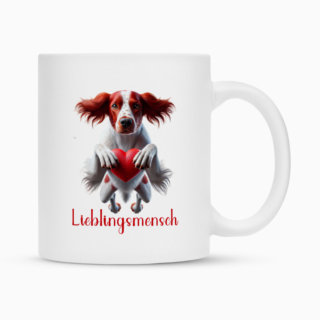 Tasse "Irish Red & White - Lieblingsmensch" Weiß – hunde-shirt.de