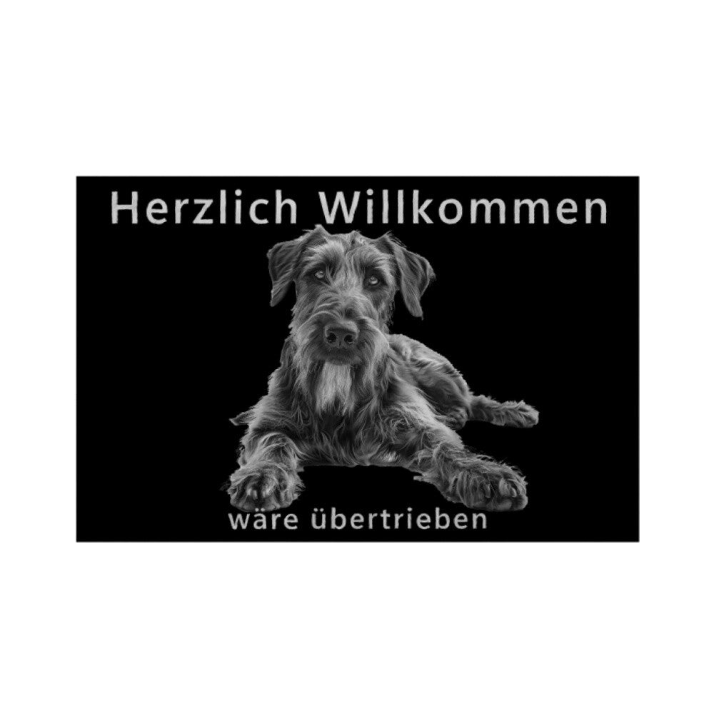 Fußmatte "Irischer Wolfshund - Übertrieben" Weiß – hunde-shirt.de