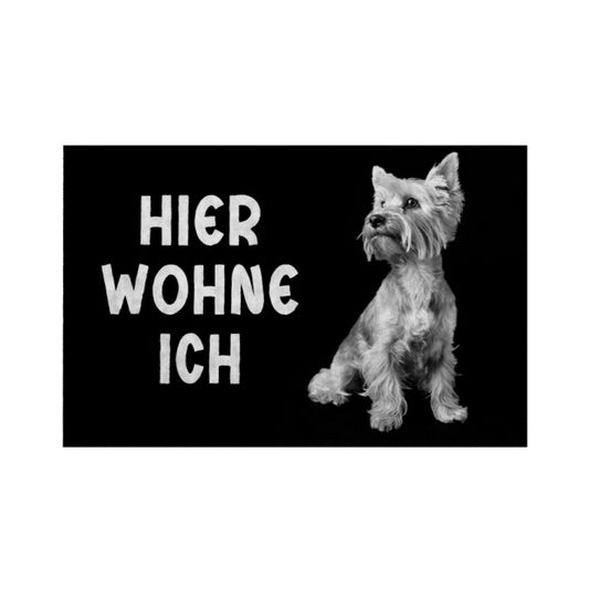 Fußmatte "Yorkshire Terrier - Hier wohne ich" Weiß – hunde-shirt.de