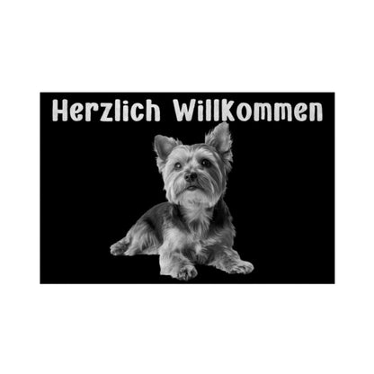 Fußmatte "Yorkshire Terrier - Herzlich Willkommen" Weiß – hunde-shirt.de