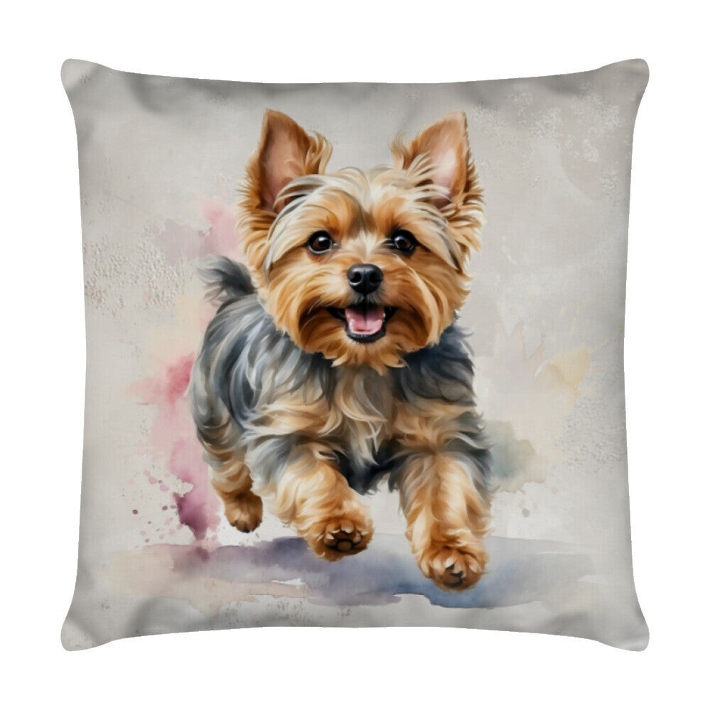 Kissen "Yorkshire Terrier - Run" Weiß – hunde-shirt.de