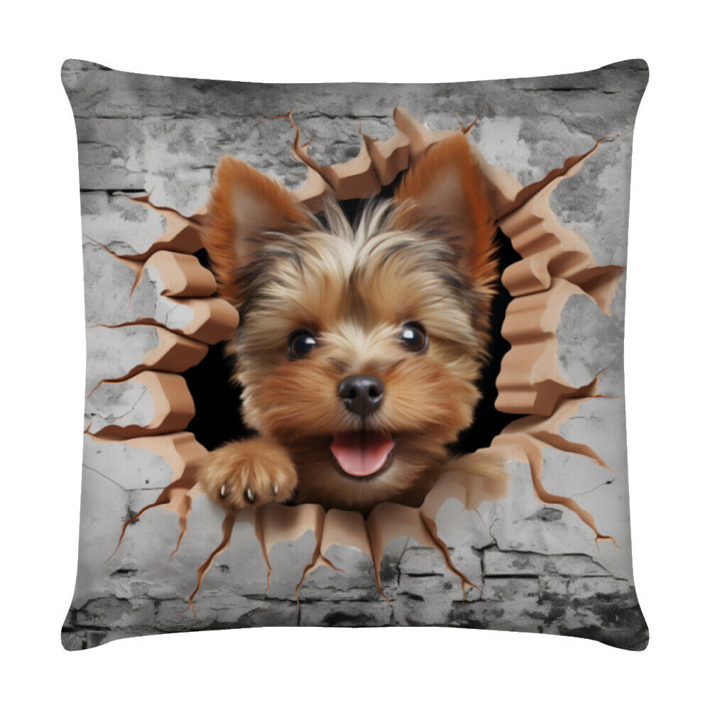Kissen "Yorkshire Terrier - Look" Weiß – hunde-shirt.de
