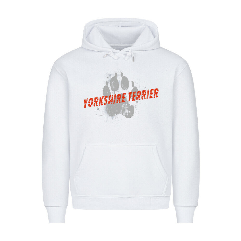 Premium Hoodie "Yorkshire Terrier - PAW" Weiß – hunde-shirt.de