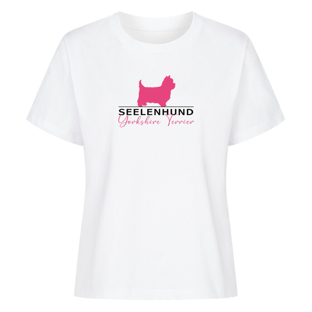 Premium Damen-Shirt "Yorkshire Terrier - Seelenhund" Weiß – hunde-shirt.de