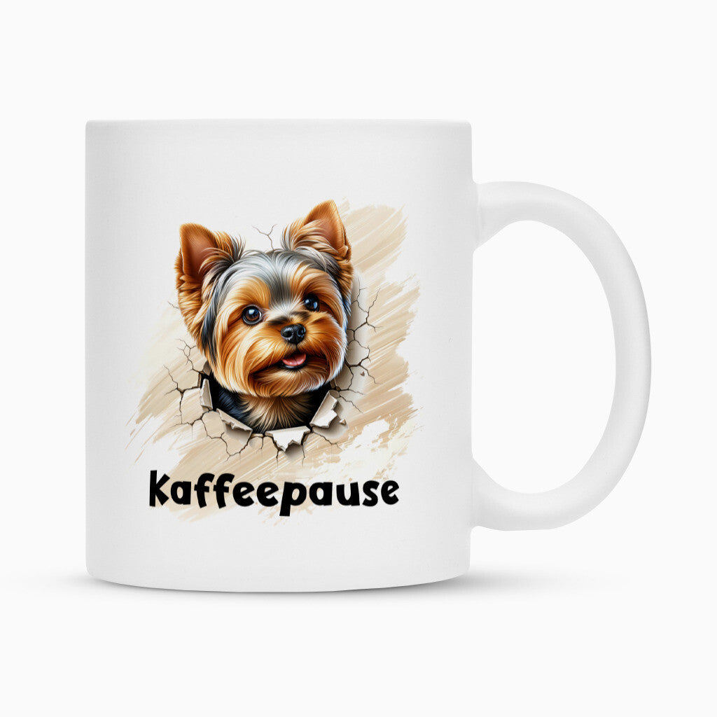 Tasse "Yorkshire Terrier - Kaffeepause" Weiß – hunde-shirt.de