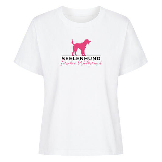 Premium Damen-Shirt "Irischer Wolfshund - Seelenhund" Weiß – hunde-shirt.de