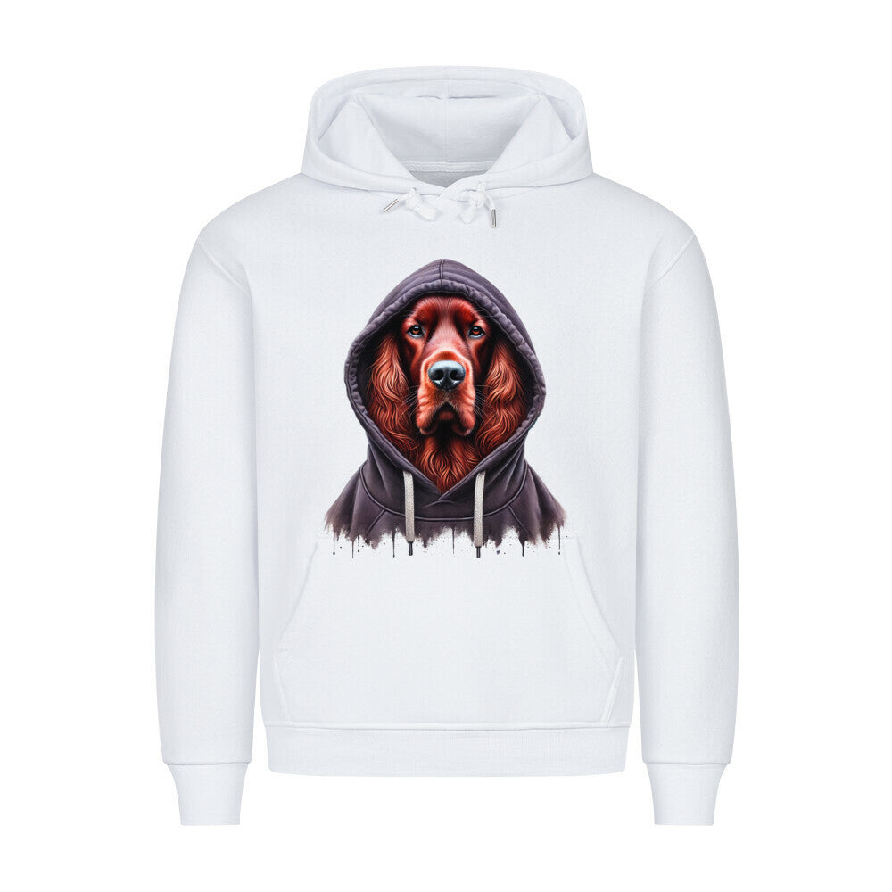Premium Hoodie "Irish Setter - Hooded" Weiß – hunde-shirt.de